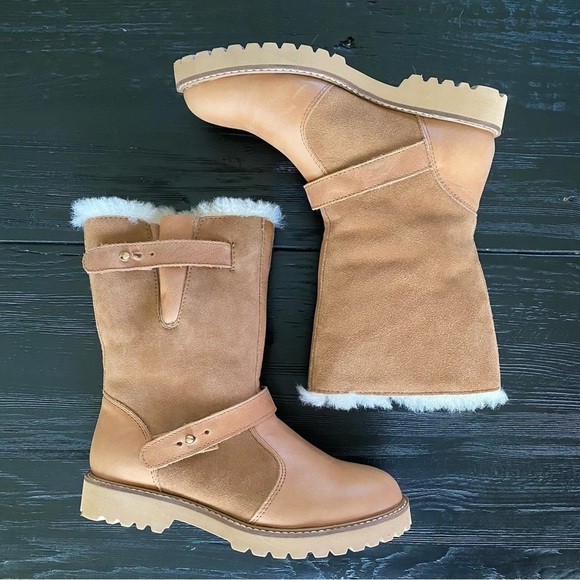 ATWELL Dorchester Low Moto Boot Sheepskin Lined Tan Leather/Suede Size 6 (NWOT) - Picture 1 of 10